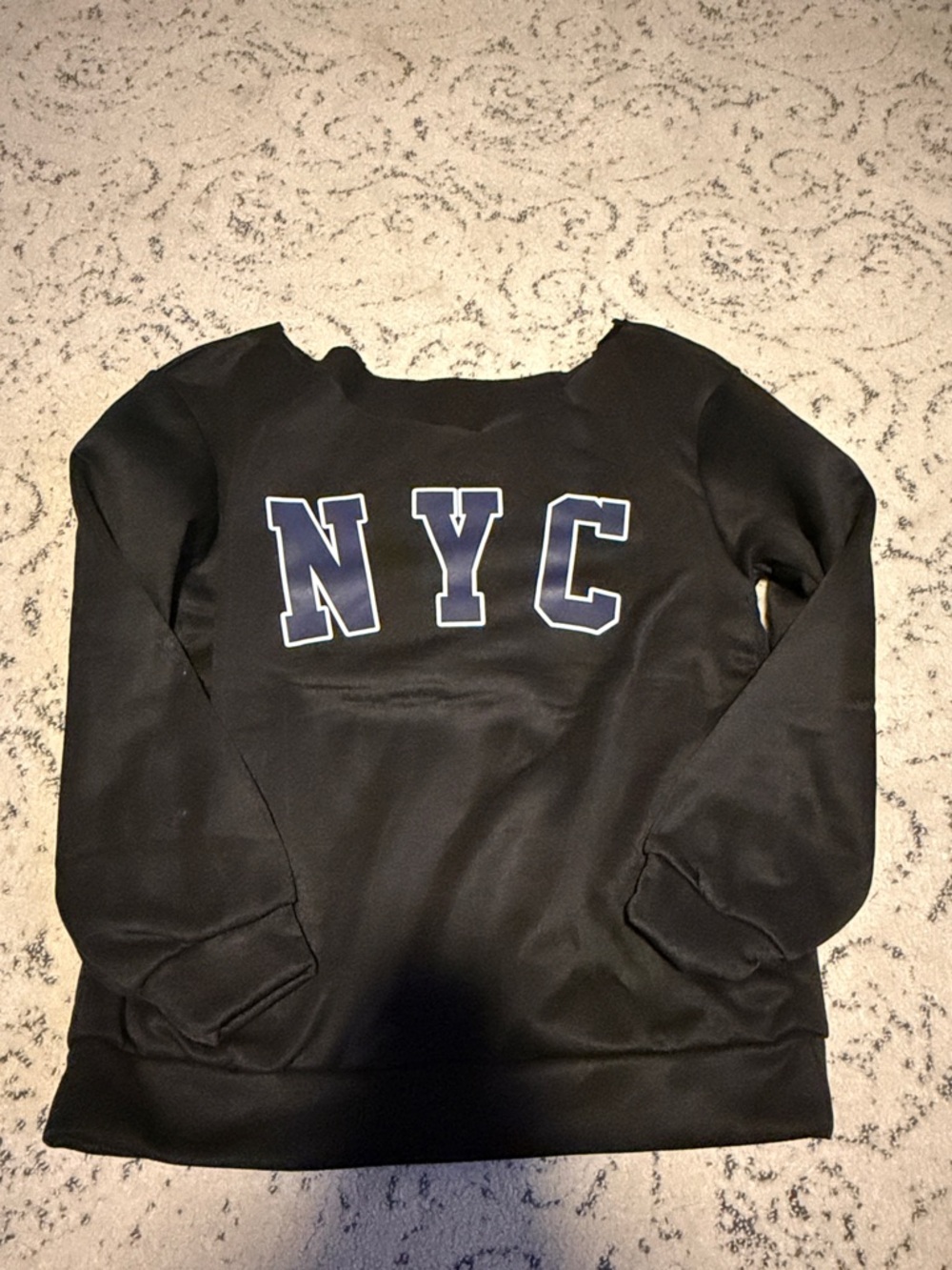 SHEIN Black Sweatshirt with Navy NYC Letters